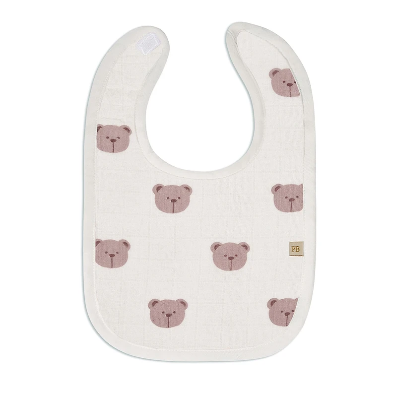 Teddy-3pk Muslin Milk Bibs