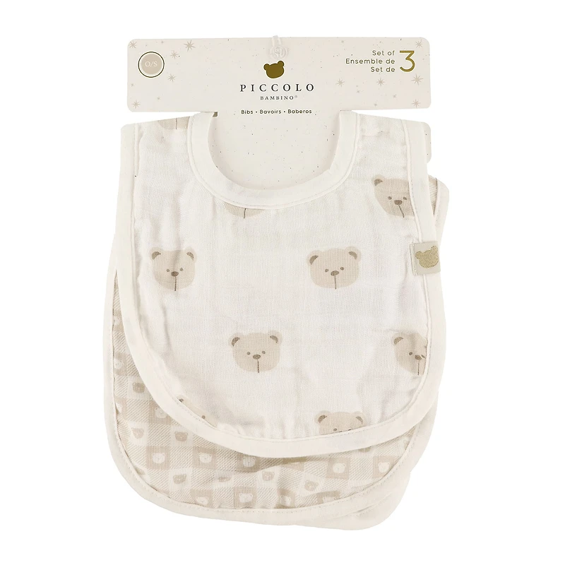 Ensemble de  3 Bavoirs Mousseline -  Ours