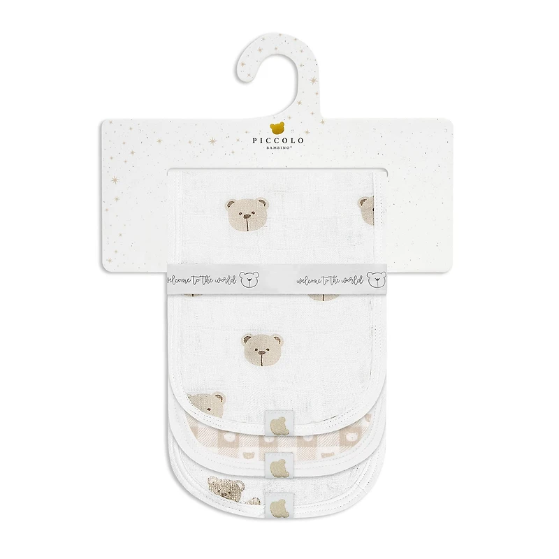 3pk Muslin Burp Cloth-bear