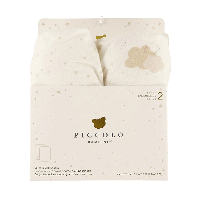 2pk Flannel Crib Sheet-beige