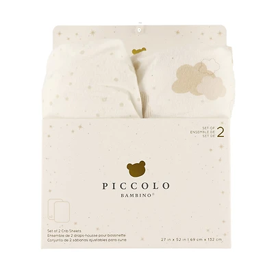 2pk Flannel Crib Sheet-beige