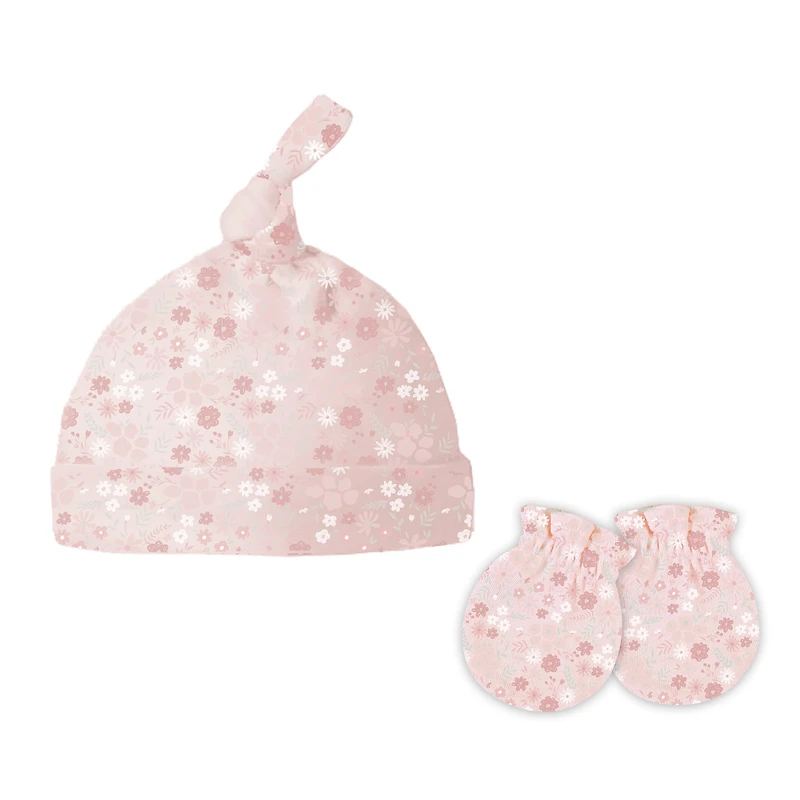 6pk Jersey Hat&Mittens Rose