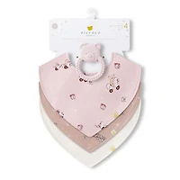 Bavoirs(3)+ Jouet de dentition - Ours Rosé