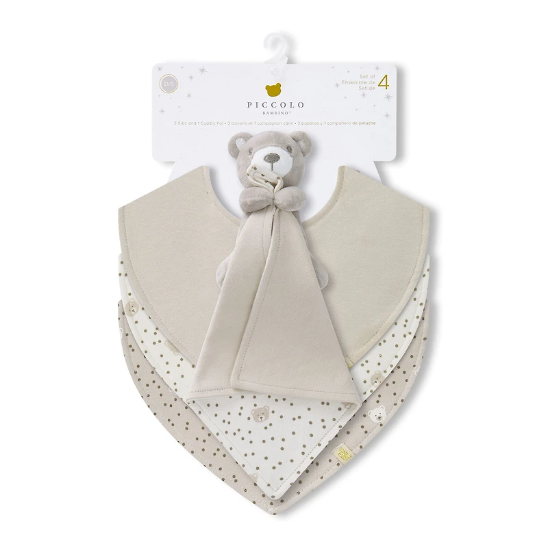 Bibs (3) + Cuddly Plush - Beige Teddy