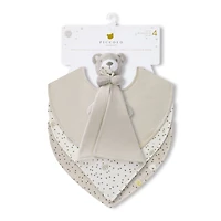 Bibs (3) + Cuddly Plush - Beige Teddy