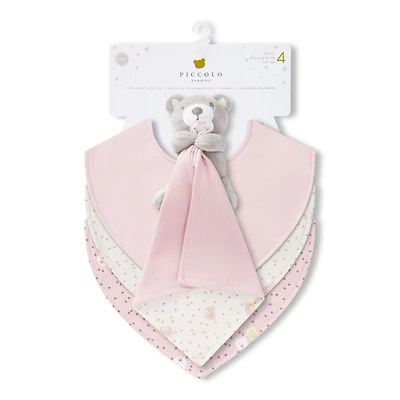 Bavoirs(3) + Peluche Doudou - Ours Rosé