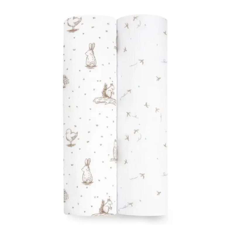 Lot de 2 Couvertures en mousseline de coton Silky Soft Essentials - Nature apaisante