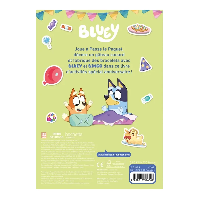 Bluey - Joyeux anniversaire! Activités et autocollants