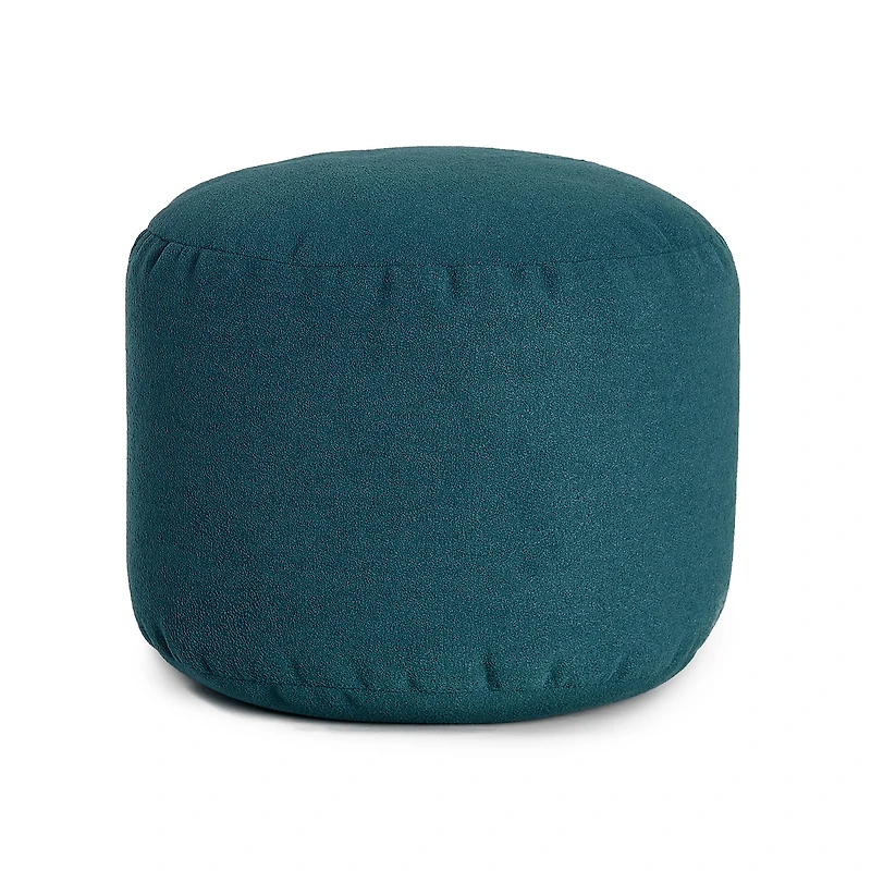 Pouf Repose-Pieds Rond - Bleu Agave
