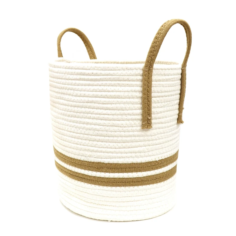 Ivory Basket With Stripes