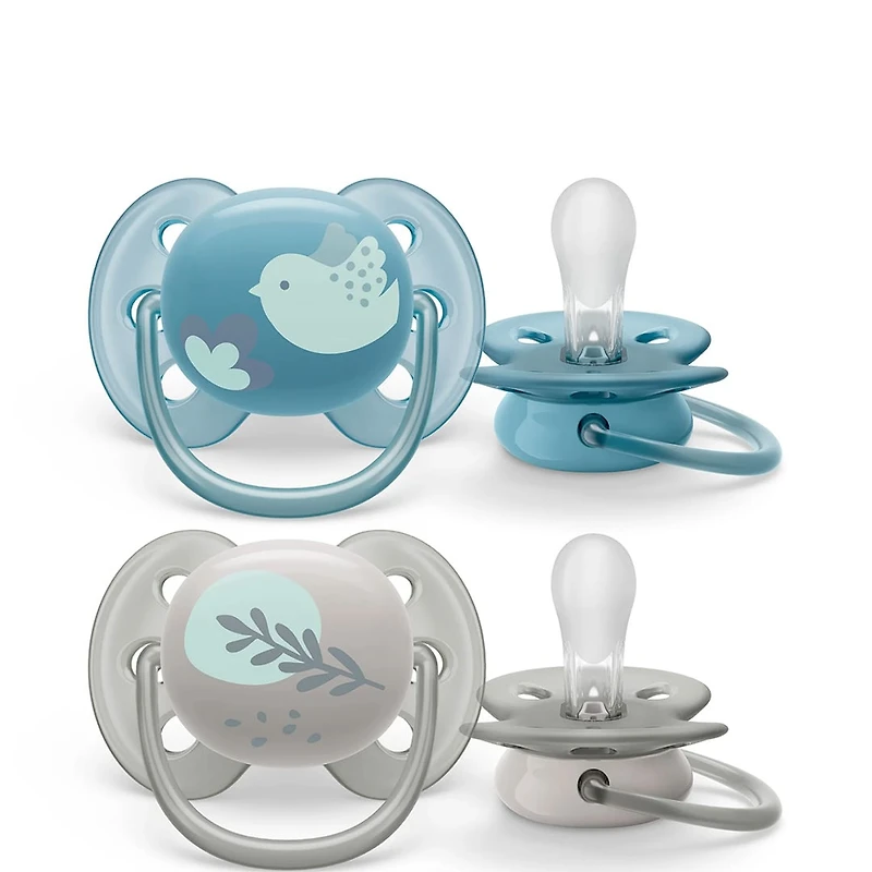 Ultra Soft Pacifier 6-18m Blue Dove / Silver Leaf 2-pack