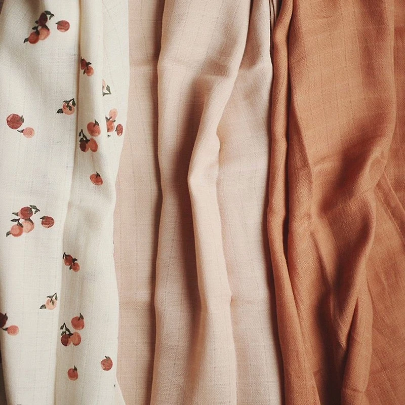 Organic Baby Muslin Blanket Set of 3 - Peaches
