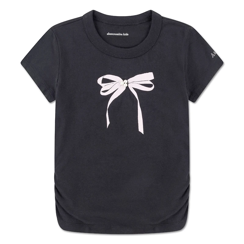 Pearl Bow Ruched T-shirt 5-18
