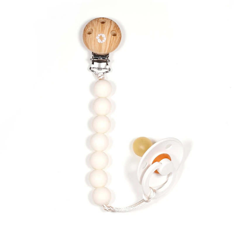 Pacifier-Clip Moon Wood White