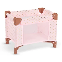 Folding Playpen for Baby Doll - Pink Stars