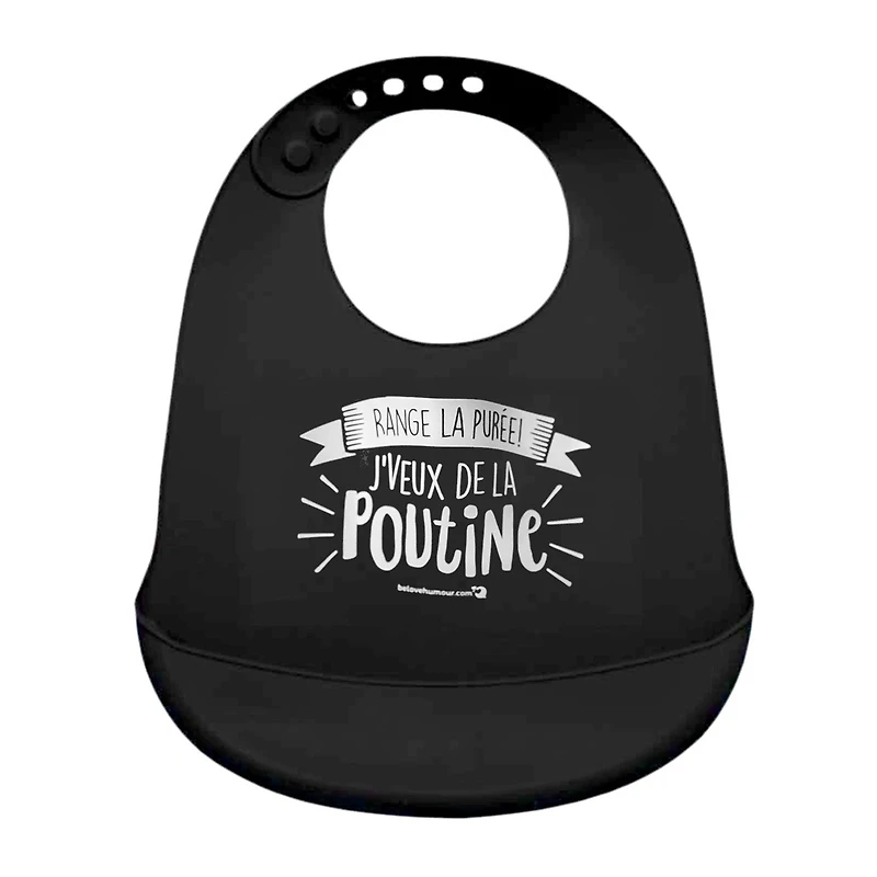 Bavoir en Silicone - Noir Poutine