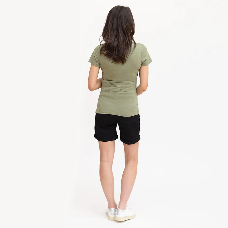 Black Maternity Denim Shorts