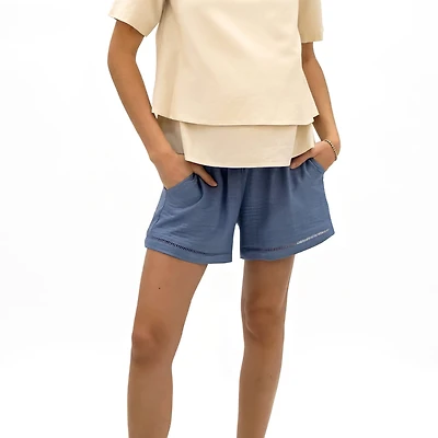 Maternity Chambray Shorts