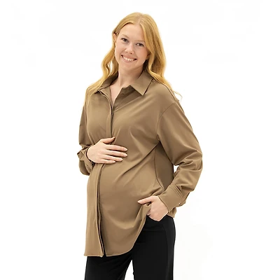 Taupe Classic Maternity Shirt
