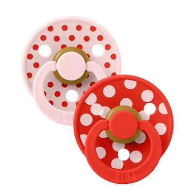 Pacifier Bibs (2) 0-6m - Polka Pink (Size 1)