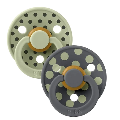 Pacifier Bibs (2) 0-6m - Polka Sage (Size 1)