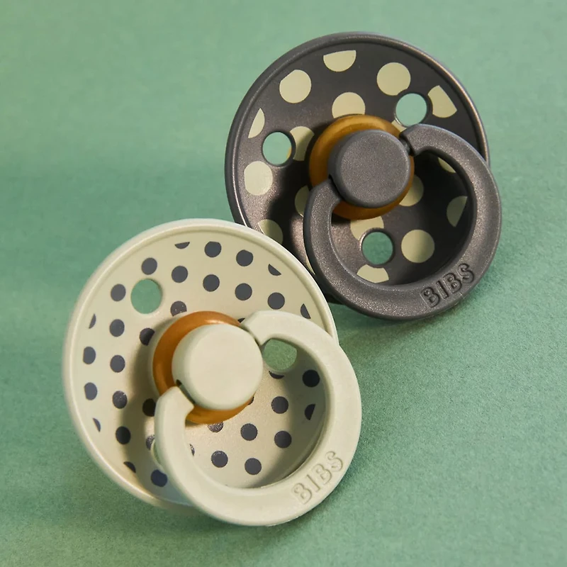 Pacifier Bibs (2) 0-6m - Polka Sage (Size 1)