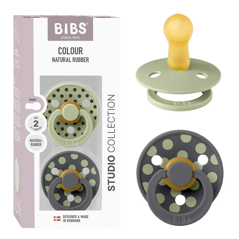 Pacifier Bibs (2) 6-18 - Polka Sage (Size 2)