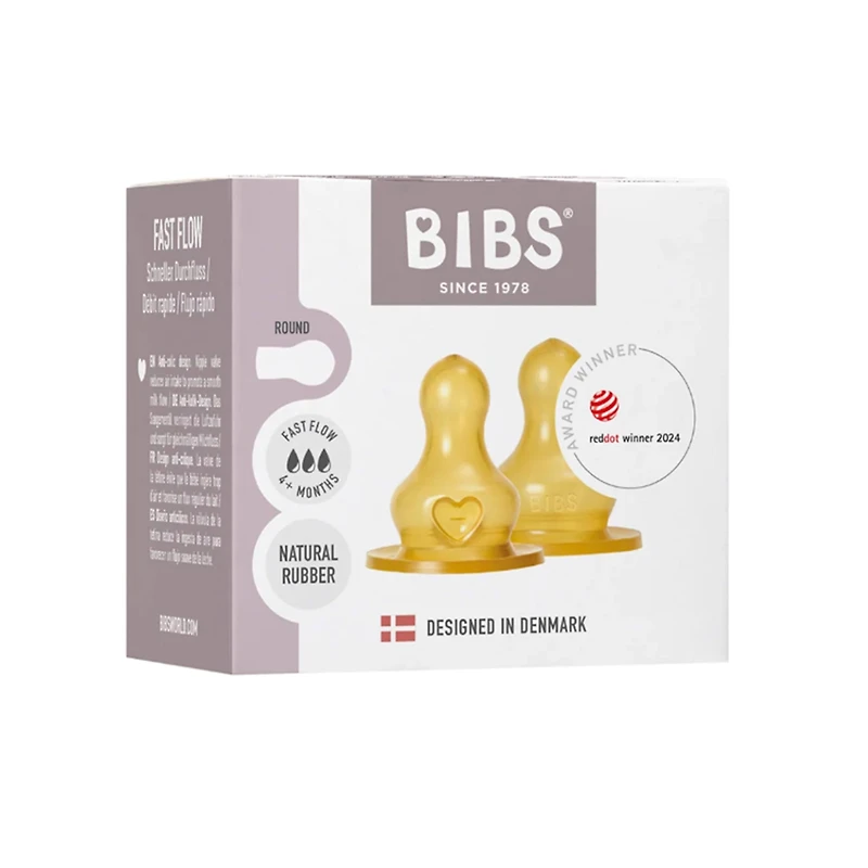 BIBS Bottle Nipple Latex 2-Pack - Fast Flow