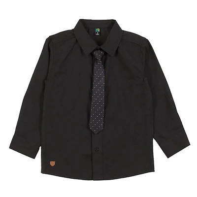 Black Tie Long Sleeves Shirt 2-12y