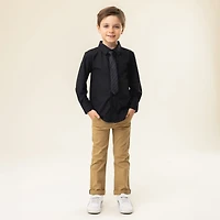 Black Tie Long Sleeves Shirt 2-12y