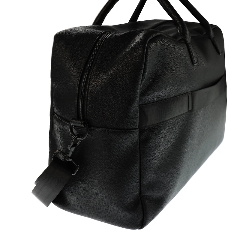 Vegan Leather Duffle Bag - Black