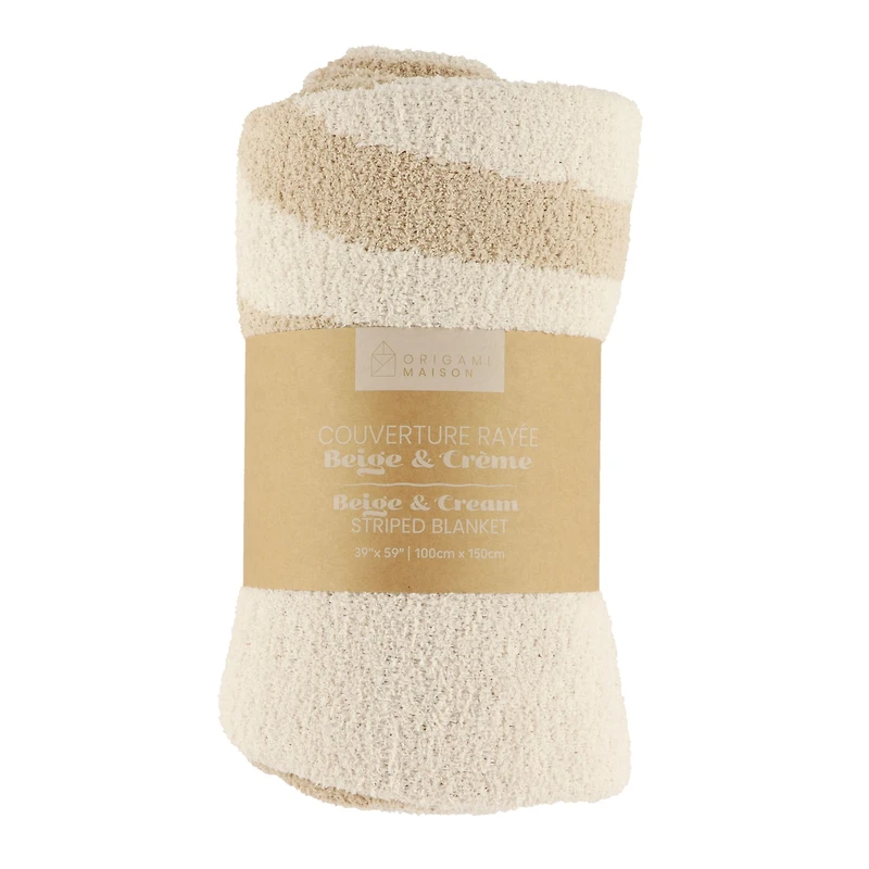 Couverture Rayée Crème