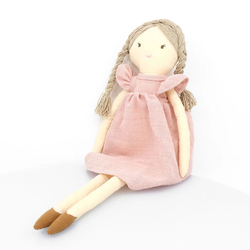 Poupée En Tissu Robe Rose 15''