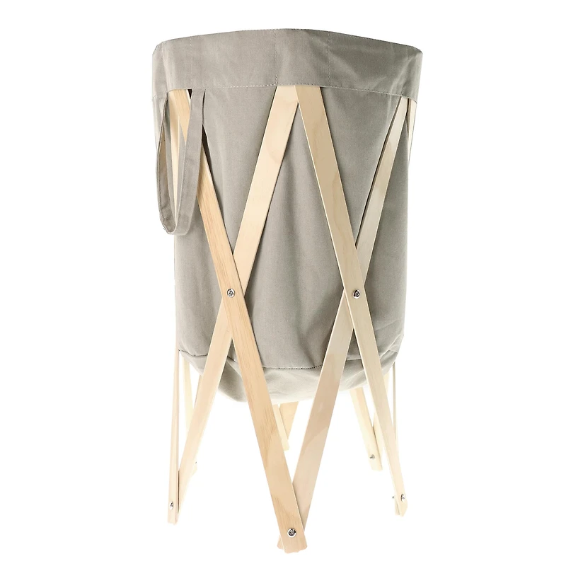 Panier à Linge - Taupe Et Bois