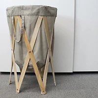 Panier à Linge - Taupe Et Bois
