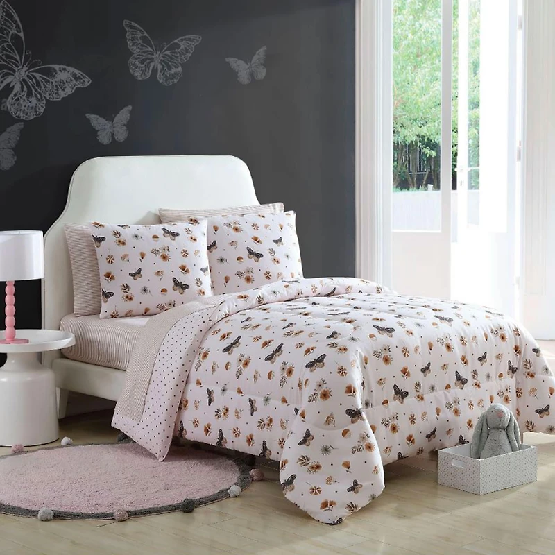 Douillette Lit Simple - Fleurs Papillon