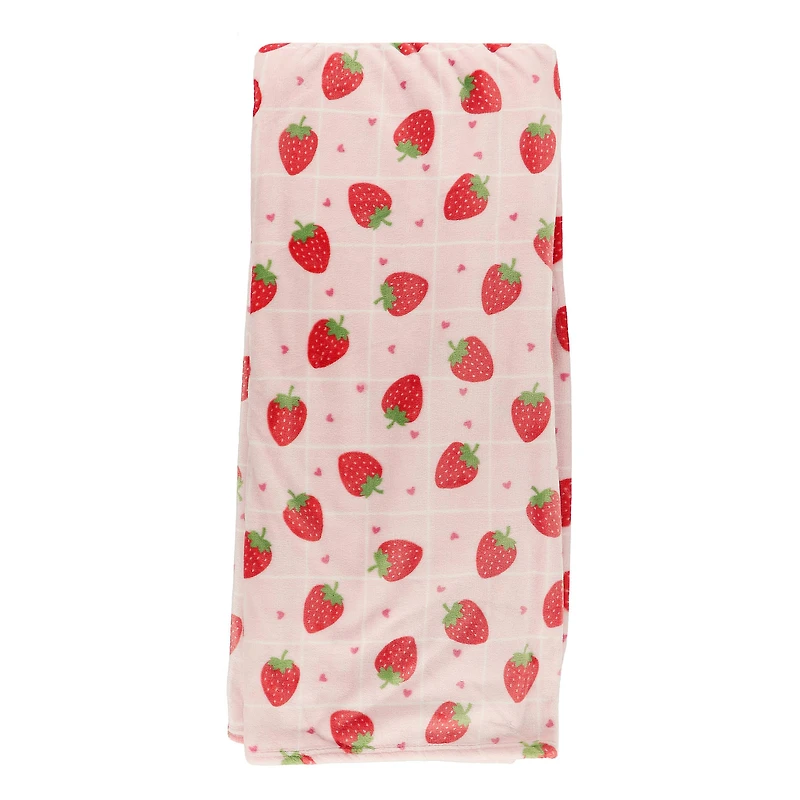 Soft Plush Throw - Strawberries