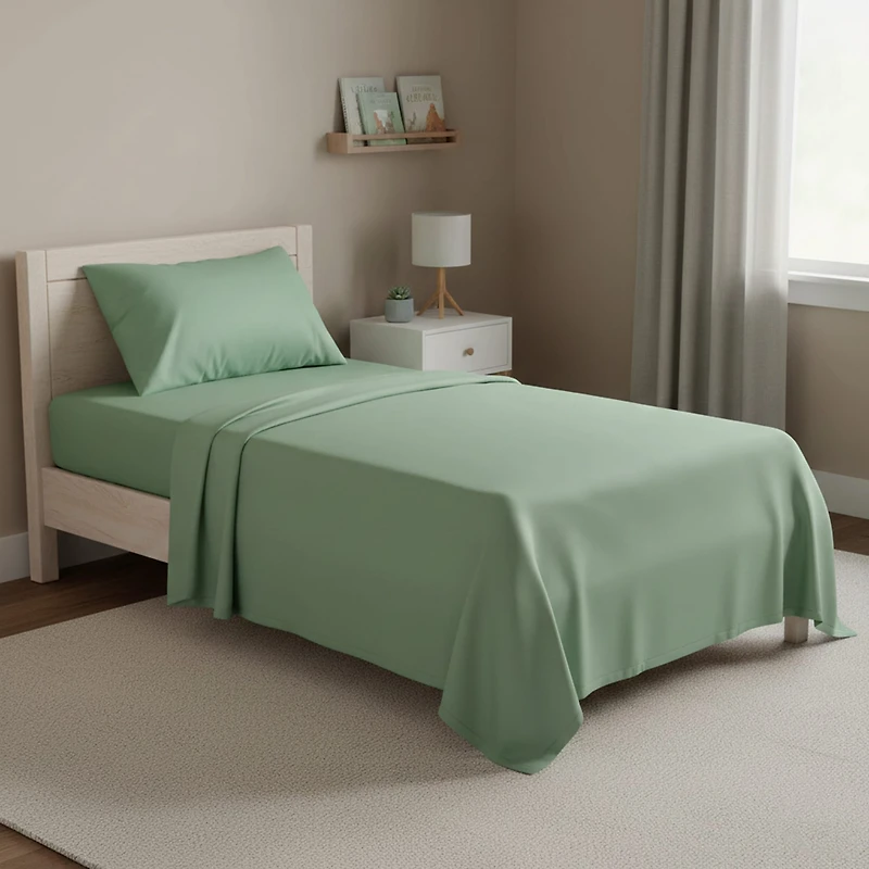 Ensemble Draps pour Lit Simple - Vert