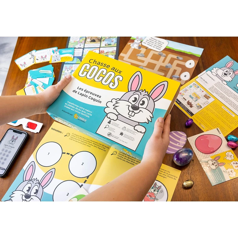 Easter egg hunt box- Games and chocolates