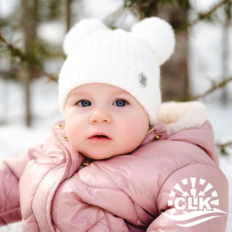 Double Pompom Newborn Beanie