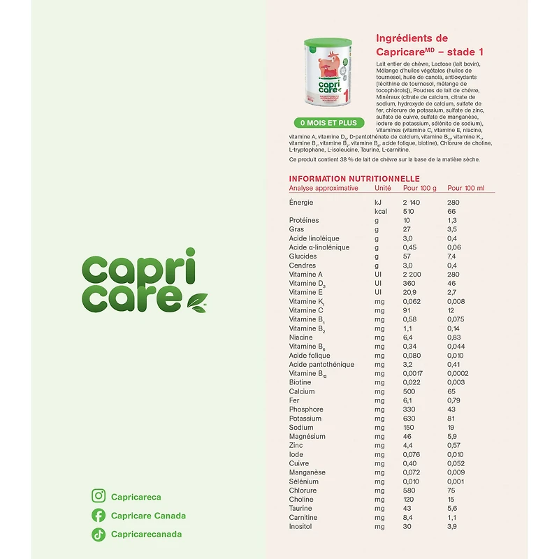 Capricare® Infant Formula Stage 1 0+ months 800g
