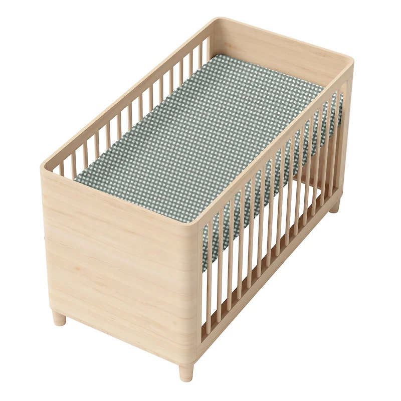 Drap Contour pour Lit de Bébé - Vichy Sauge