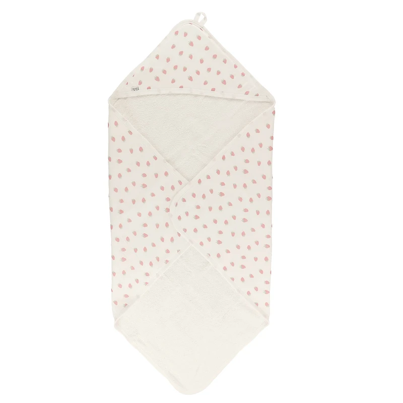 Hooded Bath Towel and Wash Mitt - Strawberries