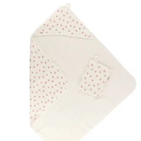Hooded Bath Towel and Wash Mitt - Strawberries