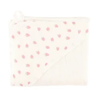 Hooded Bath Towel and Wash Mitt - Strawberries