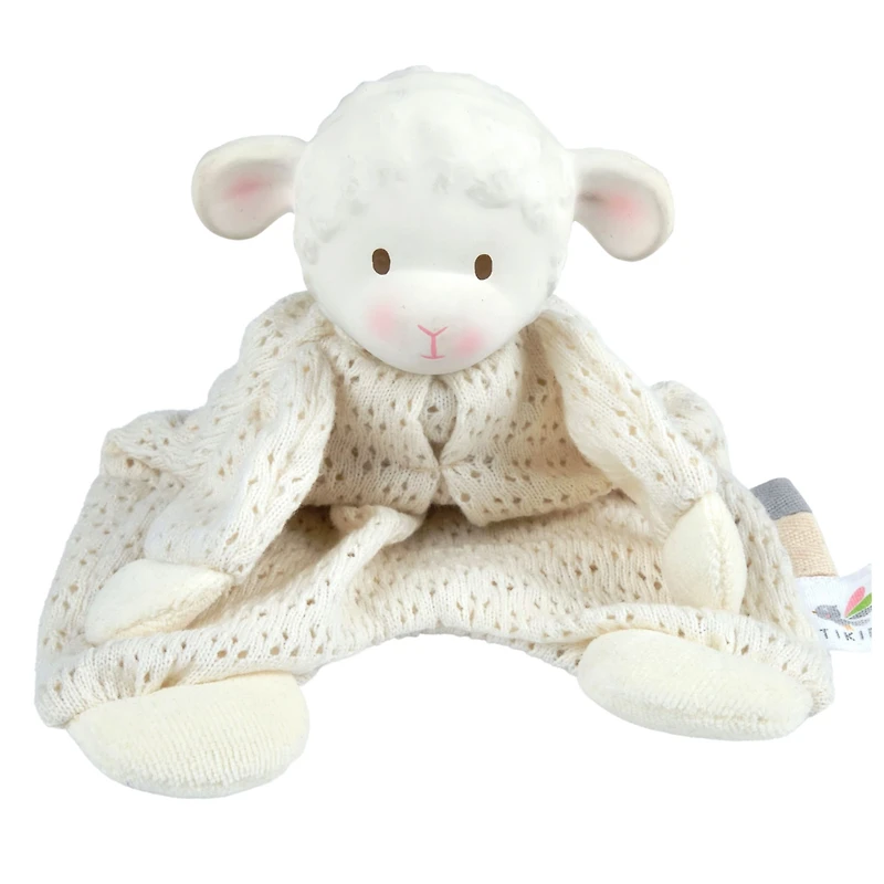 Bahbah the Lamb Baby Lovey with Organic Natural Rubber Teether