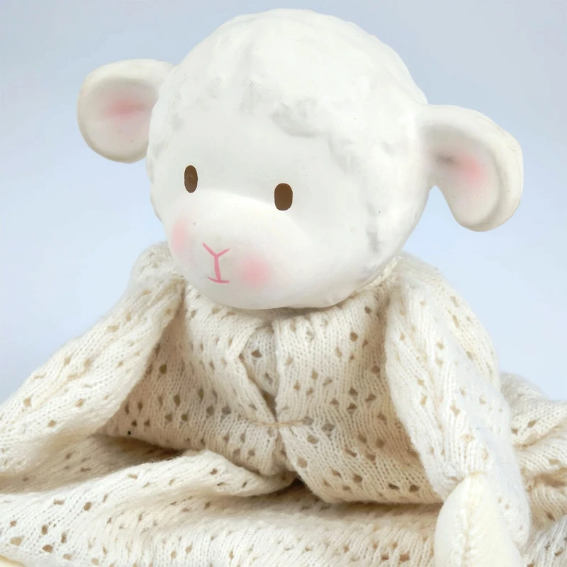 Bahbah the Lamb Baby Lovey with Organic Natural Rubber Teether
