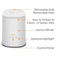 Humidificateur Ultrasonique à Vapeur Froide avec diffuseur d’arômes (1,2 gal.)