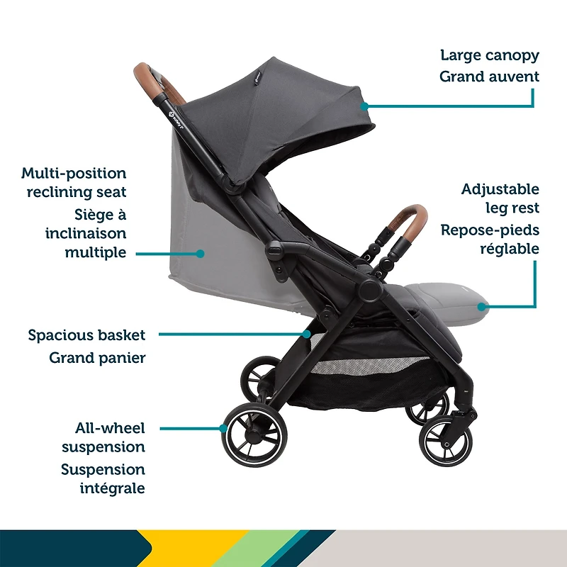 Spark Plus Compact Auto-Fold Stroller - Mineral Graphite