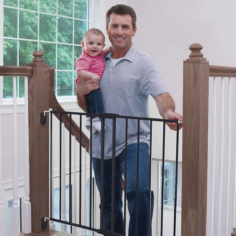 Barrière en métal extensible Haut des escaliers - Noir